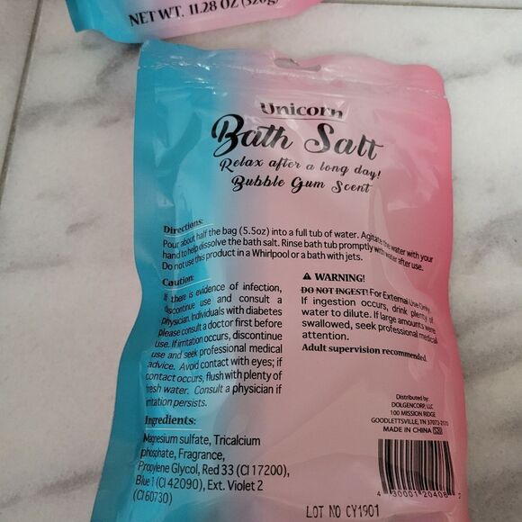 Unicorn Bath Salt Bubble Gum Scent Relax After A Long Day Pink 11.28 Oz NEW - Picture 4 of 5